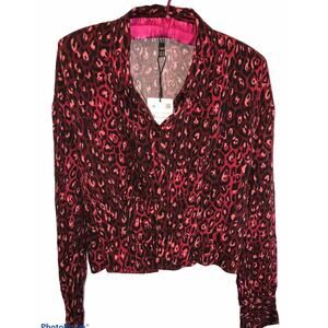 Zara TRF Leopard Button Up Crop Top Shirt XS NEW